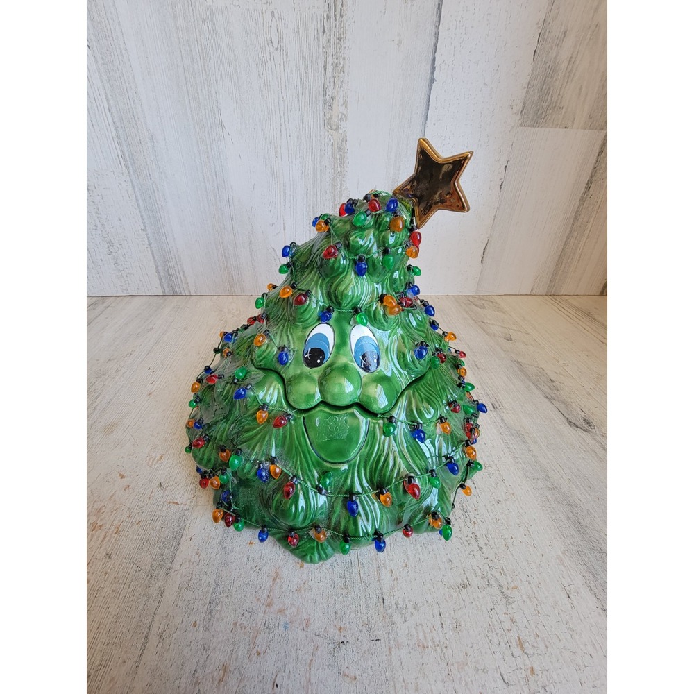 Vintage scioto tree container anthropomorphic xmas ceramic home